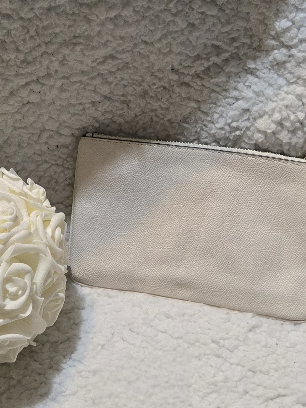 Coach Pebbled Leather Wristlet with Gold Logo